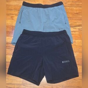 (2) NOBULL Shorts LG Green 7.5" & Black 7" Athletic Running Zip Pockets